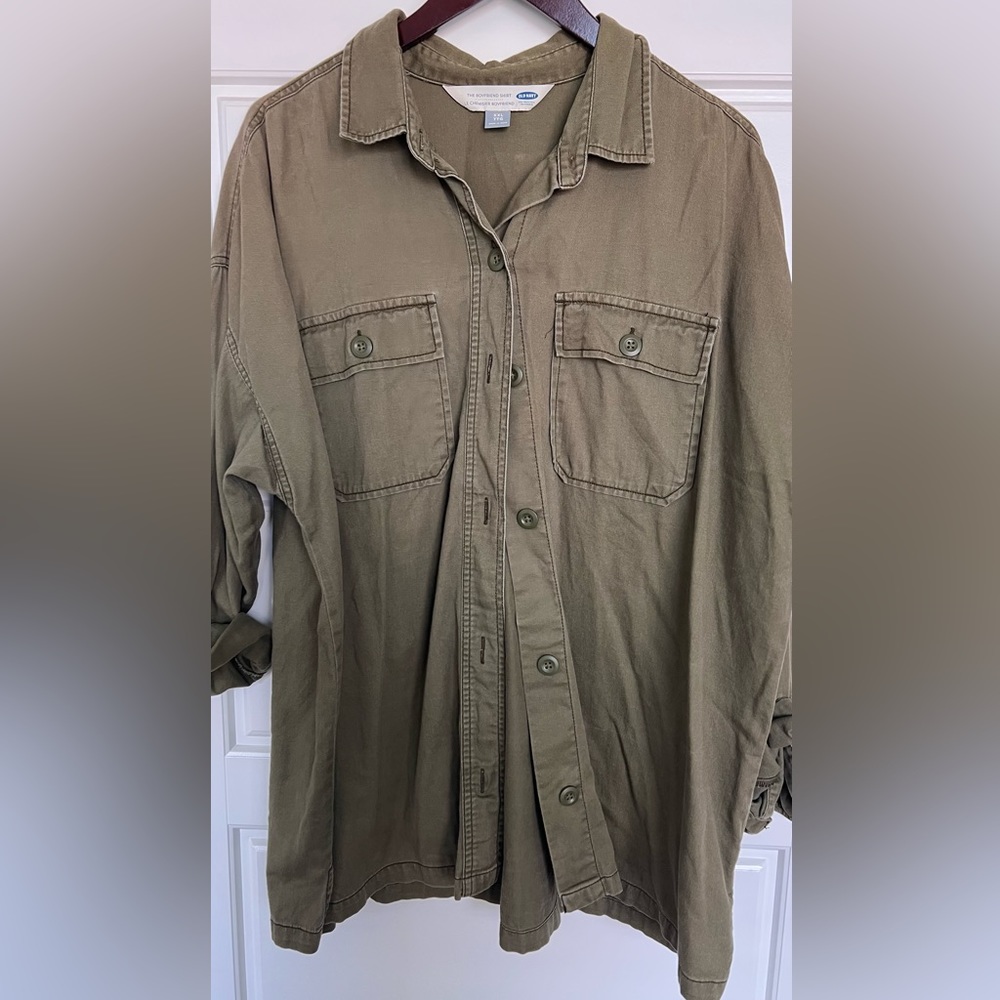 Boyfriend shirt- Hunter green